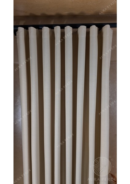 Keten Fon Perde- Bej Renk Sık Pileli Fon Perde-Karesi Kumaş Keten Fon Perde indirimleri