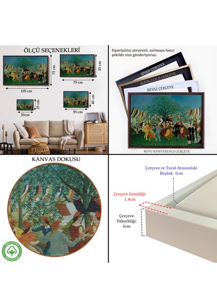 Çerçeveli Dekoratif Kanvas Tablo, Henri Rousseau Bağımsızlığın 100. Yıl Kutlamaları TABLO-7043 indirimleri