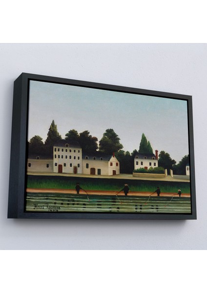 Çerçeveli Dekoratif Kanvas Tablo, Henri Rousseau - Manzara ve Dört Balıkçı TABLOSU-7041