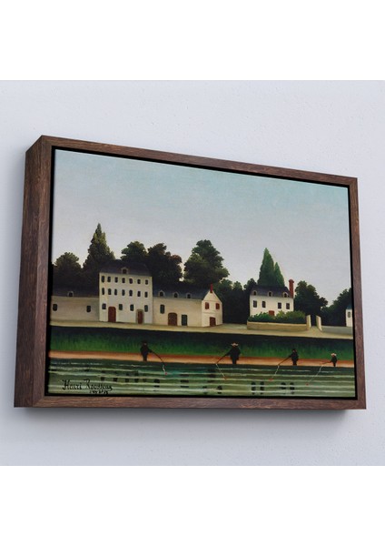 Çerçeveli Dekoratif Kanvas Tablo, Henri Rousseau - Manzara ve Dört Balıkçı TABLOSU-7041 fiyatları