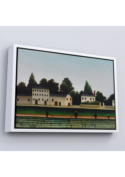 Çerçeveli Dekoratif Kanvas Tablo, Henri Rousseau - Manzara ve Dört Balıkçı TABLOSU-7041 fırsatları