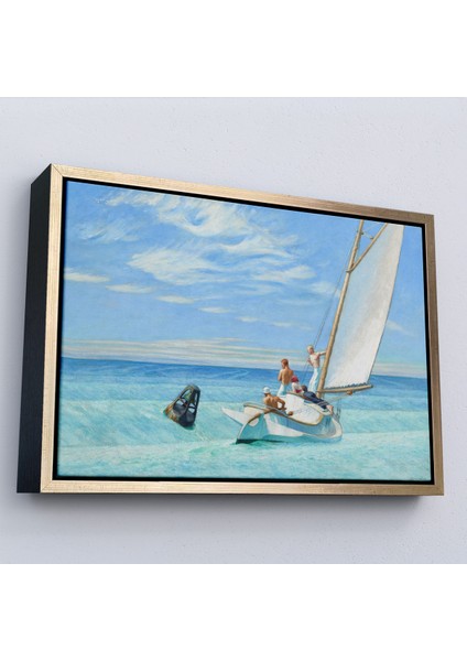 Çerçeveli Dekoratif Kanvas Tablo, Edward Hopper - Ground Swell Yelkenli TABLOSU-7077 fiyatları