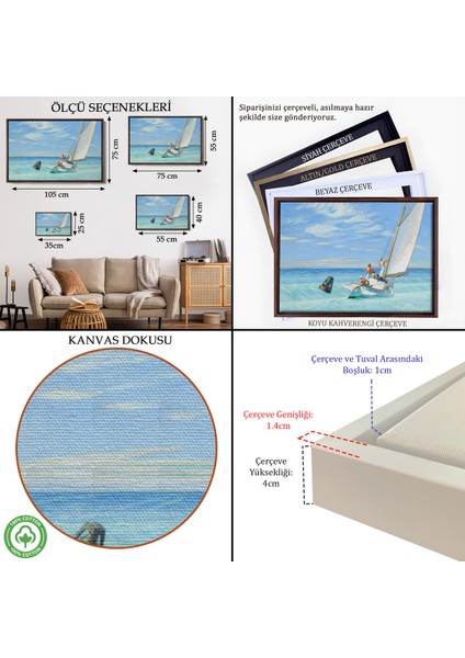 Çerçeveli Dekoratif Kanvas Tablo, Edward Hopper - Ground Swell Yelkenli TABLOSU-7077 indirimleri