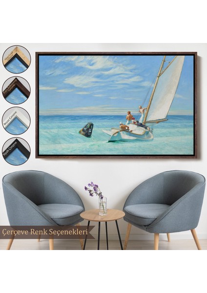 Çerçeveli Dekoratif Kanvas Tablo, Edward Hopper - Ground Swell Yelkenli TABLOSU-7077