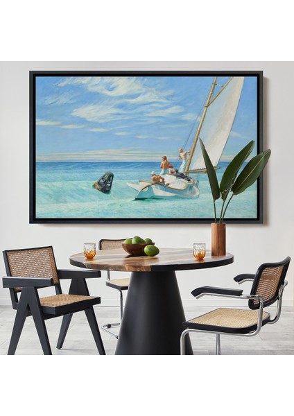Çerçeveli Dekoratif Kanvas Tablo, Edward Hopper - Ground Swell Yelkenli TABLOSU-7077