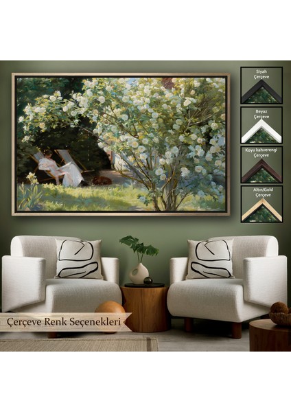 Çerçeveli Dekoratif Kanvas Tablo, Severin Kroyer Güller Bahçesi TABLOSU-7029