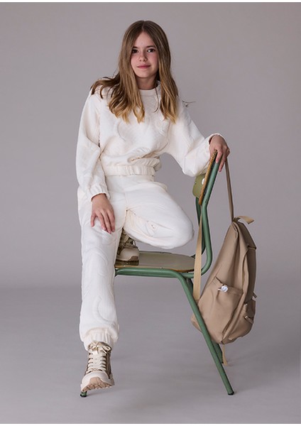 Krem Kız Çocuk Kapitone Eşofman Takım 7852