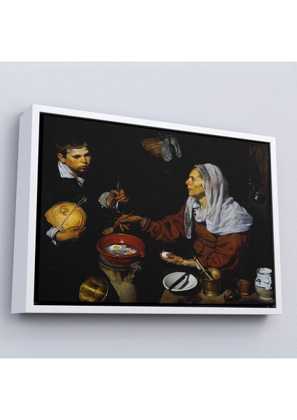 Çerçeveli Kanvas Tablo, Diego Velázquez - Yumurta Pişiren Yaşlı Kadın - Old Woman Frying EGGS-7051