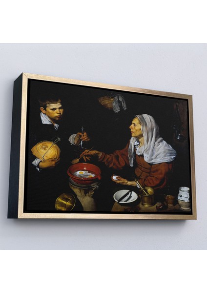 Çerçeveli Kanvas Tablo, Diego Velázquez - Yumurta Pişiren Yaşlı Kadın - Old Woman Frying EGGS-7051 modelleri