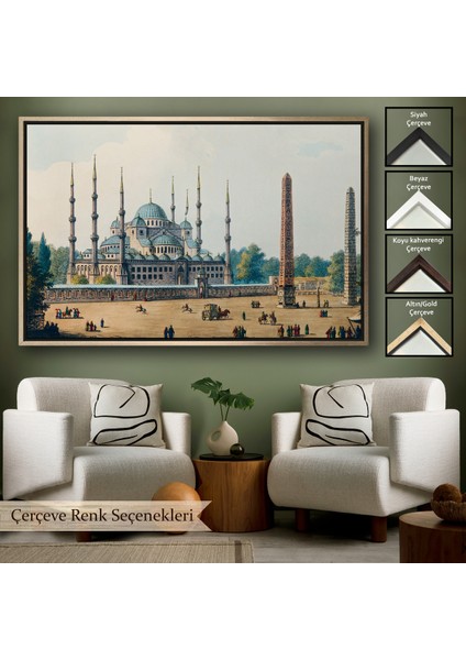 Çerçeveli Dekoratif Kanvas Tablo, Sultan Ahmet Cami Osmanlı Dönemi TABLOSU-7032