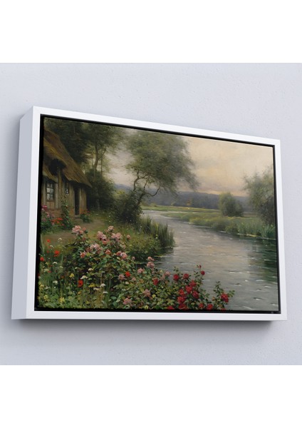 Çerçeveli Dekoratif Kanvas Tablo, Louis Aston Knight, A River In Normandy Isimli Tablosu -7005 fırsatları