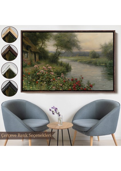 Çerçeveli Dekoratif Kanvas Tablo, Louis Aston Knight, A River In Normandy Isimli Tablosu -7005