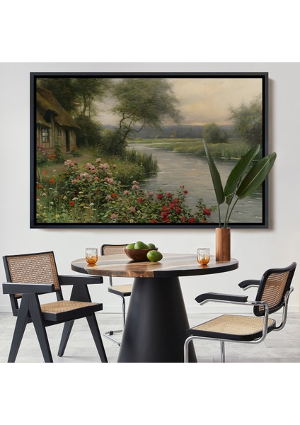 Çerçeveli Dekoratif Kanvas Tablo, Louis Aston Knight, A River In Normandy Isimli Tablosu -7005