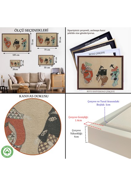 Çerçeveli Dekoratif Kanvas Tablo, Kamisaka Sekka - Japon Dand TABLOSU-7065 indirimleri