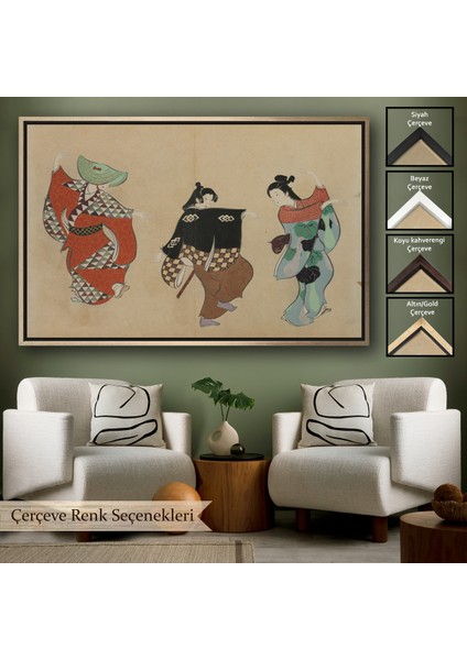 Çerçeveli Dekoratif Kanvas Tablo, Kamisaka Sekka - Japon Dand TABLOSU-7065