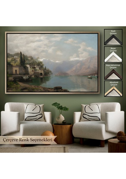 Çerçeveli Dekoratif Kanvas Tablo, Robert Schultze Komo Gölü Tablosu - Bellagio By Lake COMO-7018