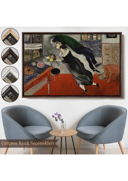 Çerçeveli Dekoratif Kanvas Tablo, Marc Chagall - Birthday Doğum Günü TABLOSU-7057