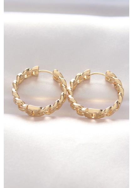 Pirinç Gold Renk Zincir Model Halka Küpe - TJ-BKP8970 fiyatları