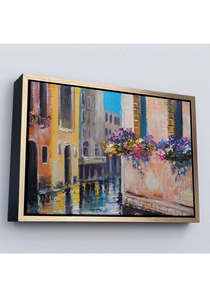 Çerçeveli Dekoratif Kanvas Tablo, Italya Venedik Kanal Yağlıboya TABLO-7114 fiyatları