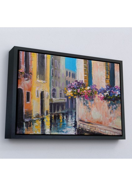Çerçeveli Dekoratif Kanvas Tablo, Italya Venedik Kanal Yağlıboya TABLO-7114 modelleri