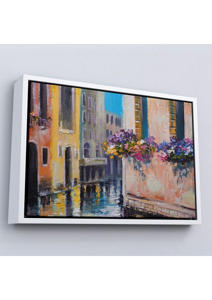 Çerçeveli Dekoratif Kanvas Tablo, Italya Venedik Kanal Yağlıboya TABLO-7114 fırsatları