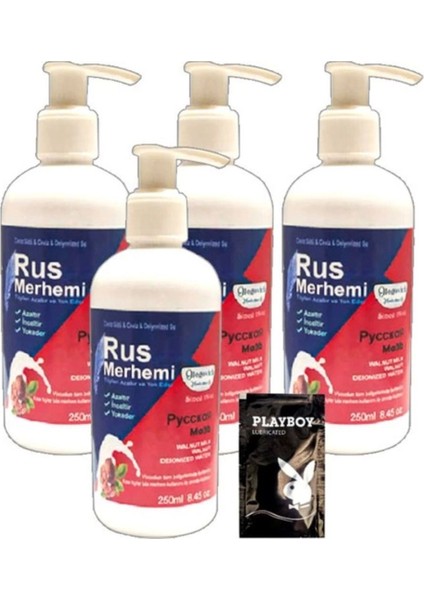 Playboy 4'lüx 250 ml Tüy Dökücü Krem Ceviz Sütlü & Cevizli Rus Merhemi + Yanında Jel - 000031KI