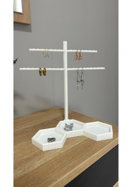 Beyaz Küpe ve Aksesuarlar Için Şık Stand