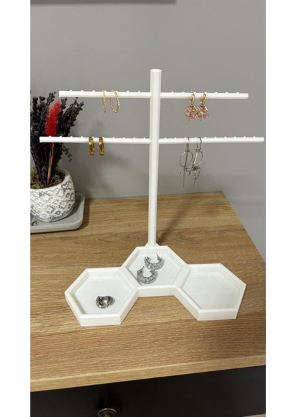 Beyaz Küpe ve Aksesuarlar Için Şık Stand modelleri