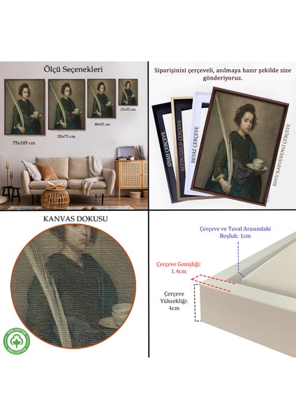 Çerçeveli Dekoratif Kanvas Tablo, Diego Velazquez - Aziz Rufina TABLO-7390 indirimleri