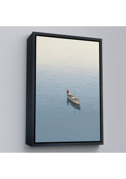 Çerçeveli Dekoratif Kanvas Tablo, Göldeki Yalnız Adam TABLO-7510 modelleri