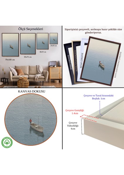 Çerçeveli Dekoratif Kanvas Tablo, Göldeki Yalnız Adam TABLO-7510 indirimleri