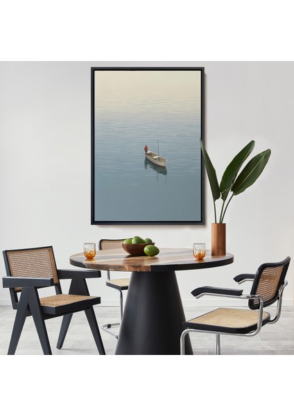 Çerçeveli Dekoratif Kanvas Tablo, Göldeki Yalnız Adam TABLO-7510