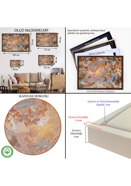 Çerçeveli Dekoratif Kanvas Tablo, Roma Italya Villa Borghesenin Galleria Borghese Fresk TABLOSU-7272 indirimleri