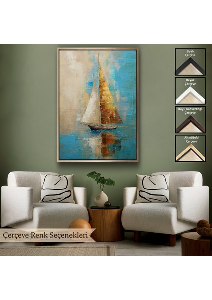 Çerçeveli Dekoratif Kanvas Tablo, Denizdeki Yelkenli TABLO-7541