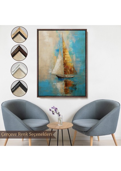 Çerçeveli Dekoratif Kanvas Tablo, Denizdeki Yelkenli TABLO-7541
