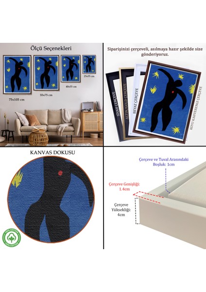 Çerçeveli Dekoratif Kanvas Tablo, Henri Matisse - Icarus TABLO-7325 indirimleri