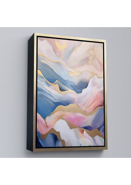 Çerçeveli Dekoratif Kanvas Tablo, Pembe Tonlu Mermer Desen TABLO-7584