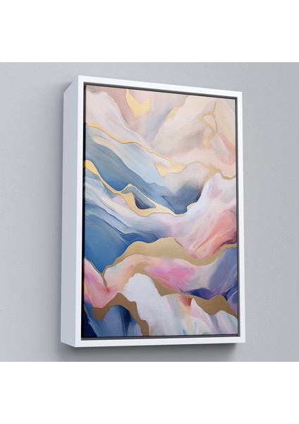 Çerçeveli Dekoratif Kanvas Tablo, Pembe Tonlu Mermer Desen TABLO-7584 fırsatları
