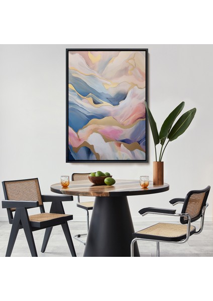 Çerçeveli Dekoratif Kanvas Tablo, Pembe Tonlu Mermer Desen TABLO-7584