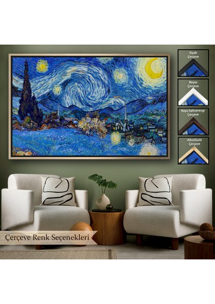 Çerçeveli Dekoratif Kanvas Tablo, Vincent Van Gogh - Yıldızlı Geceler TABLO-7151
