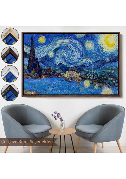 Çerçeveli Dekoratif Kanvas Tablo, Vincent Van Gogh - Yıldızlı Geceler TABLO-7151