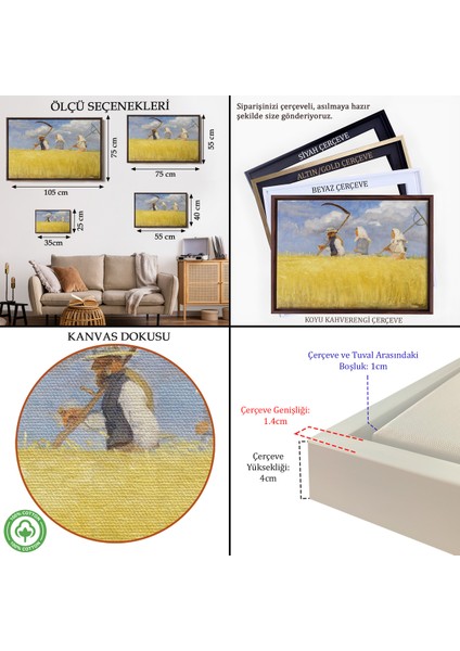 Çerçeveli Dekoratif Kanvas Tablo, Anna Ancher - Işçiler Tablo - HARVESTERS-7156 indirimleri