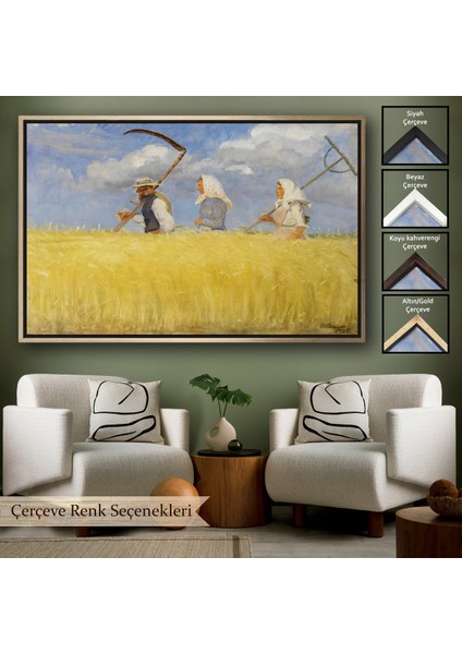 Çerçeveli Dekoratif Kanvas Tablo, Anna Ancher - Işçiler Tablo - HARVESTERS-7156
