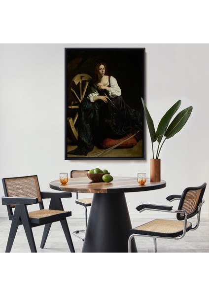 Çerçeveli Dekoratif Kanvas Tablo, Caravaggio - Iskenderiyeli Aziz Catherine TABLOSU-7386