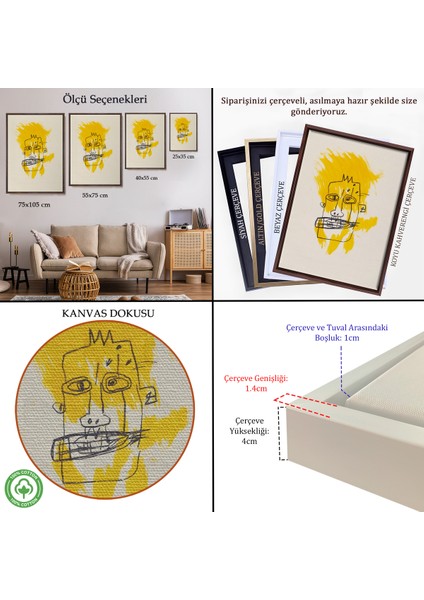Çerçeveli Dekoratif Kanvas Tablo, Jean-Michel Basquiat - Sarı Saçlı Isimsiz TABLO-7440 indirimleri