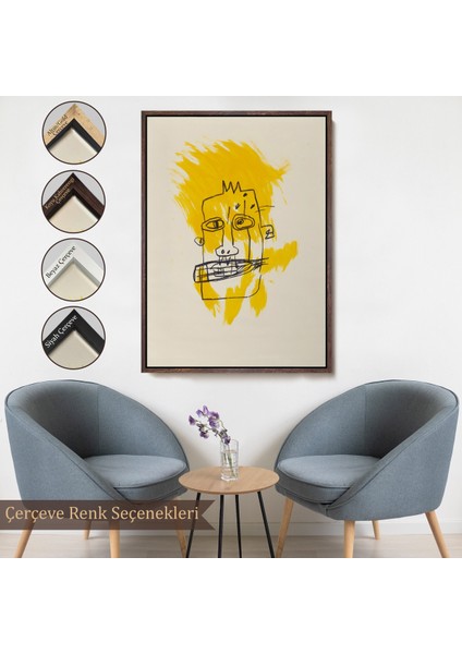 Çerçeveli Dekoratif Kanvas Tablo, Jean-Michel Basquiat - Sarı Saçlı Isimsiz TABLO-7440