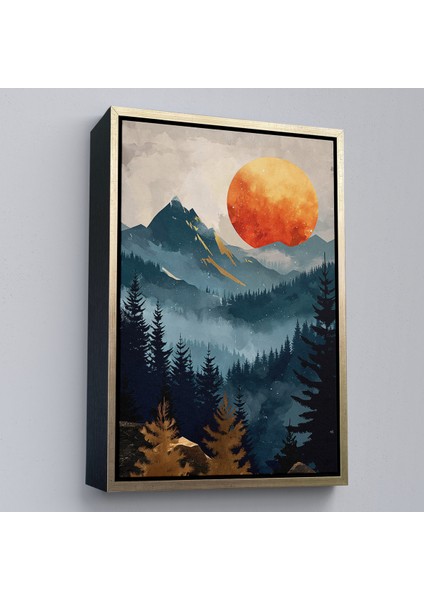 Çerçeveli Dekoratif Kanvas Tablo, Dağların Üstündeki Güneş Manzarası TABLO-7645 fiyatları