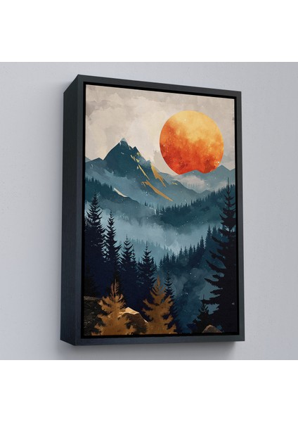 Çerçeveli Dekoratif Kanvas Tablo, Dağların Üstündeki Güneş Manzarası TABLO-7645 modelleri