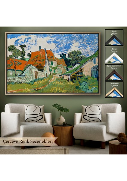 Çerçeveli Dekoratif Kanvas Tablo, Vincent Willem Van Gogh - Auvers-Sur-Oisedaki Sokak TABLOSU-7159