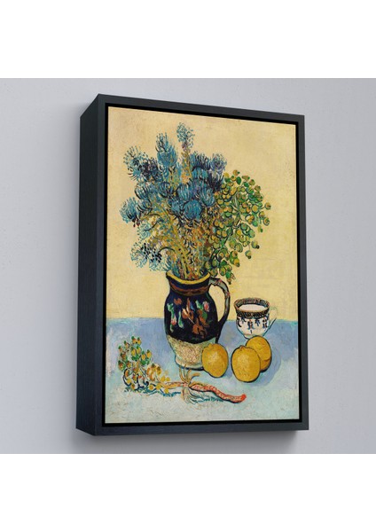 Çerçeveli Kanvas Tablo, Natürmort Kır Çiçekleri ile Majolica Tarzı Sürahi - Vincent Van GOGH-7451